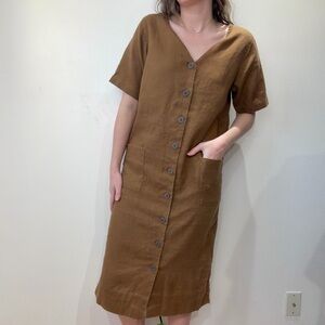Vintage Brown Linen Dress